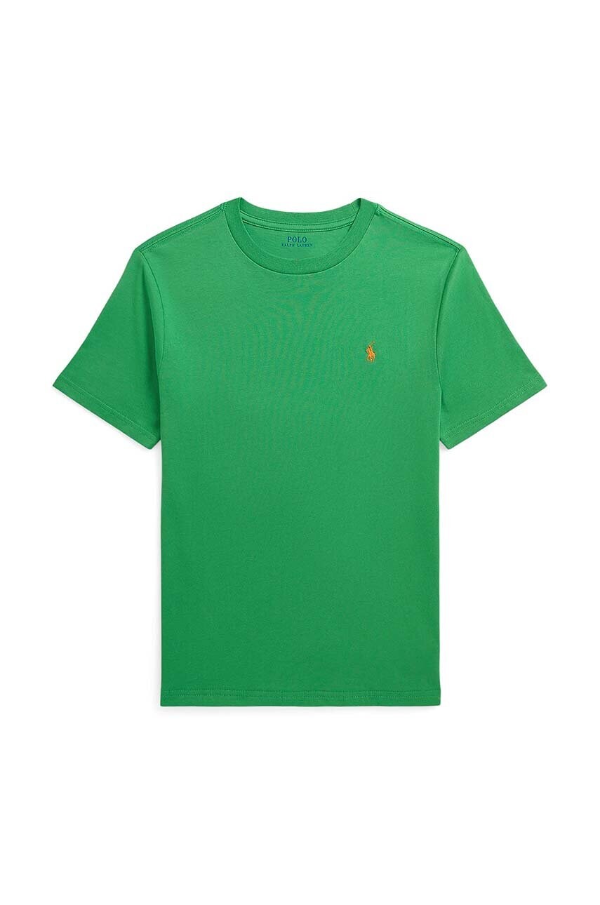 

Дитяча бавовняна футболка Polo Ralph Lauren колір зелений однотонний