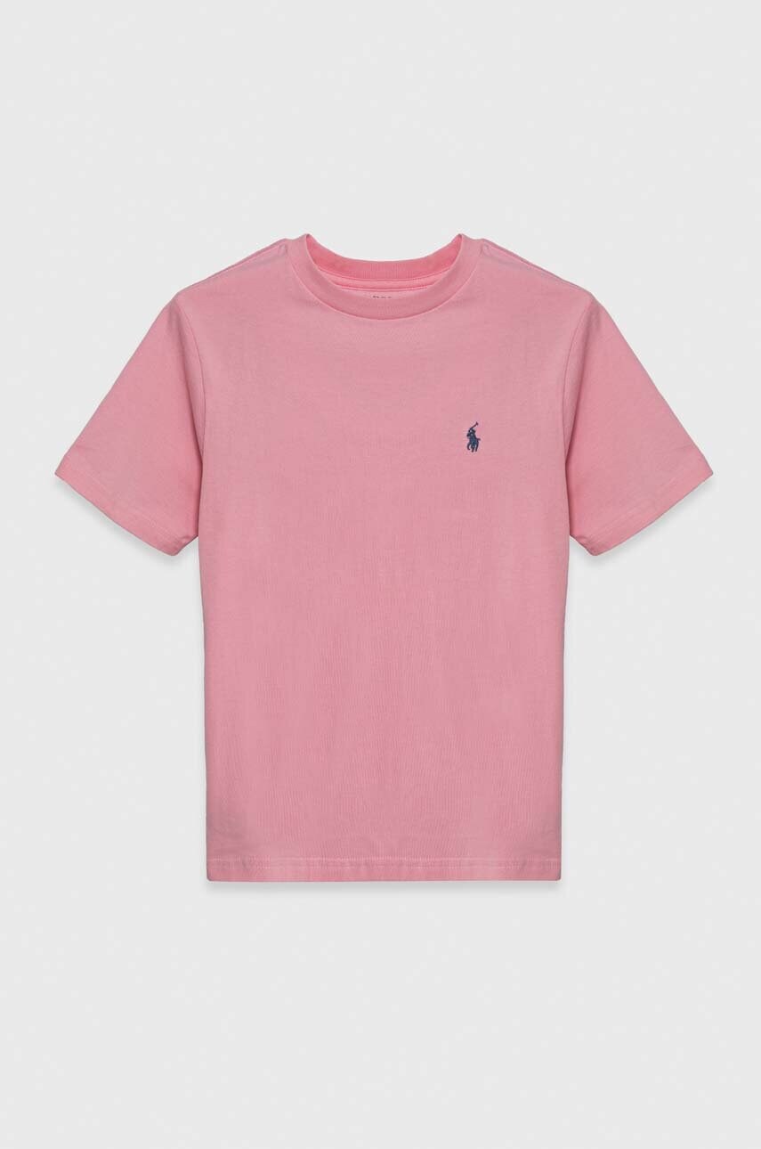 

Детская хлопковая футболка Polo Ralph Lauren цвет розовый однотонный
