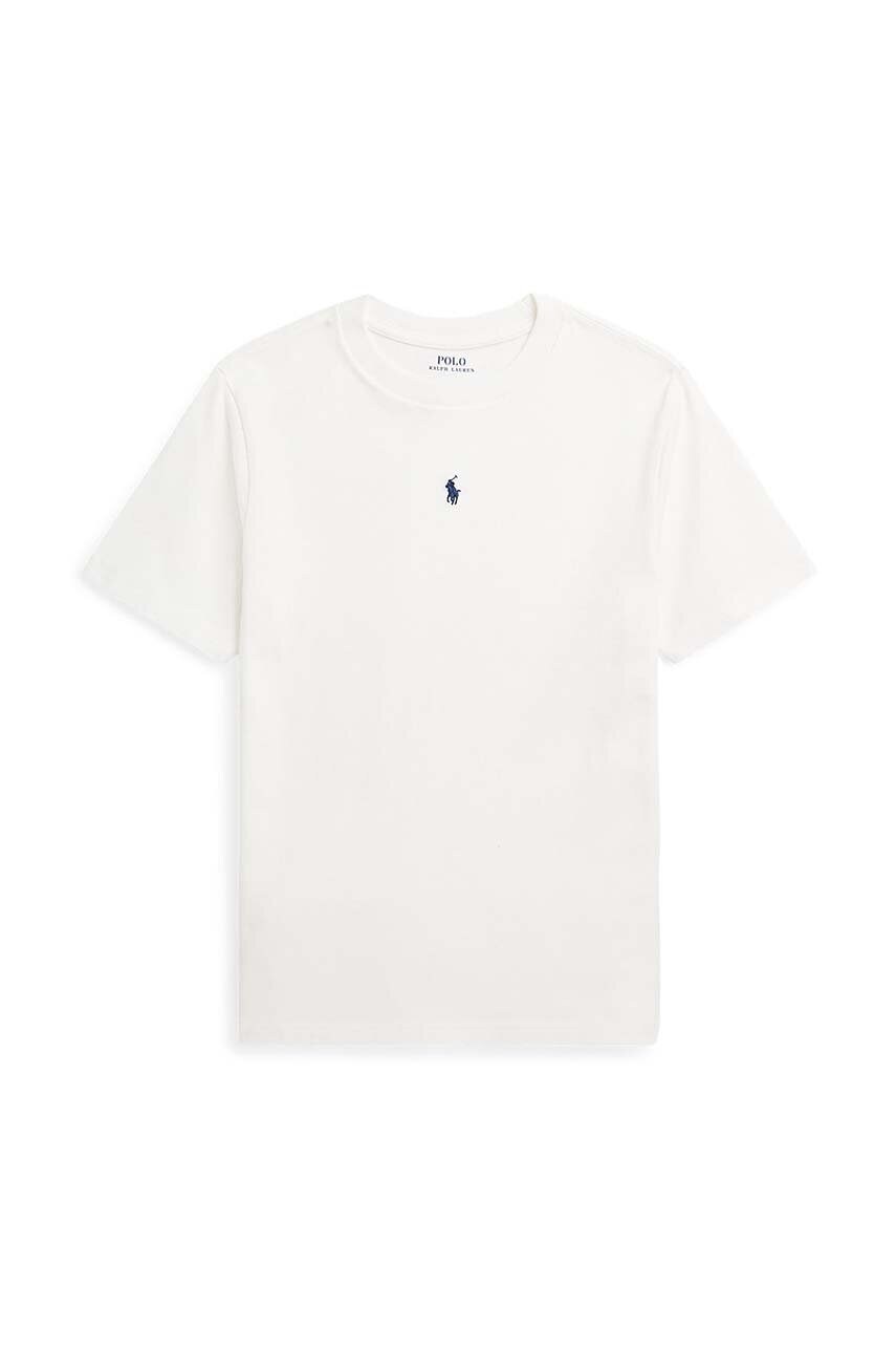 

Дитяча бавовняна футболка Polo Ralph Lauren колір білий однотонний