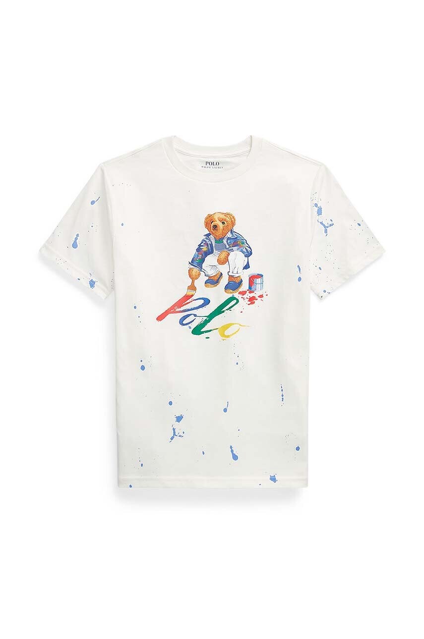 

Детская хлопковая футболка Polo Ralph Lauren цвет белый с принтом