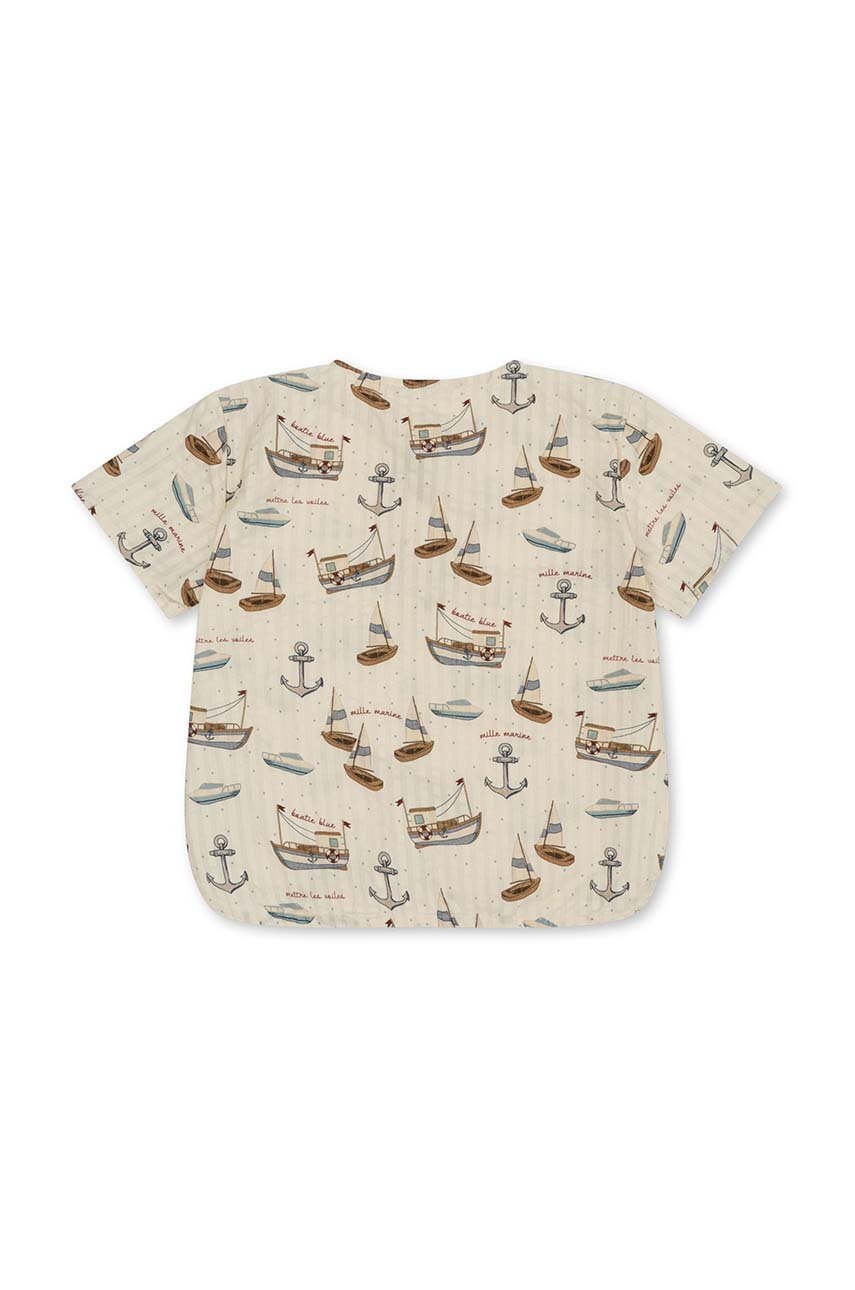 Детская хлопковая футболка Konges Sløjd цвет бежевый узорный