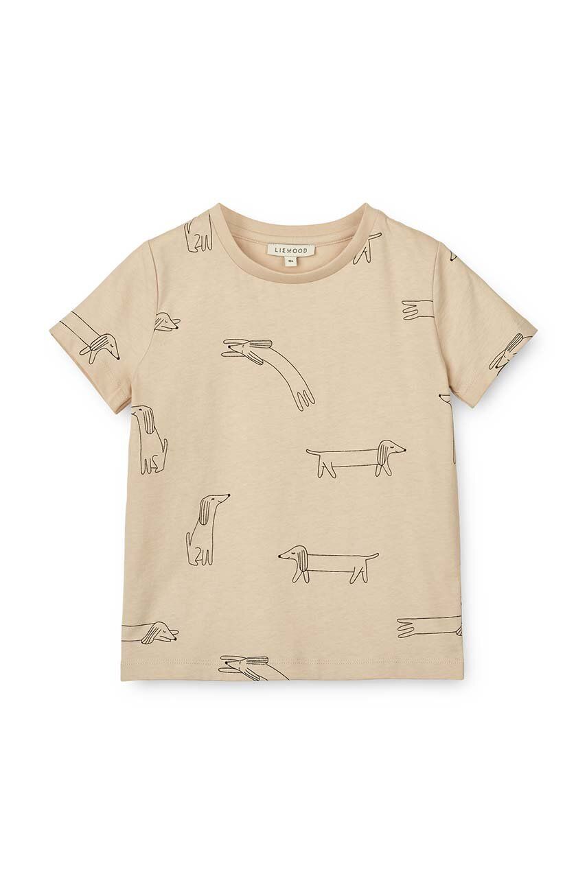 Liewood tricou din bumbac pentru bebelusi Apia Baby Printed Shortsleeve T-shirt culoarea bej, modelator