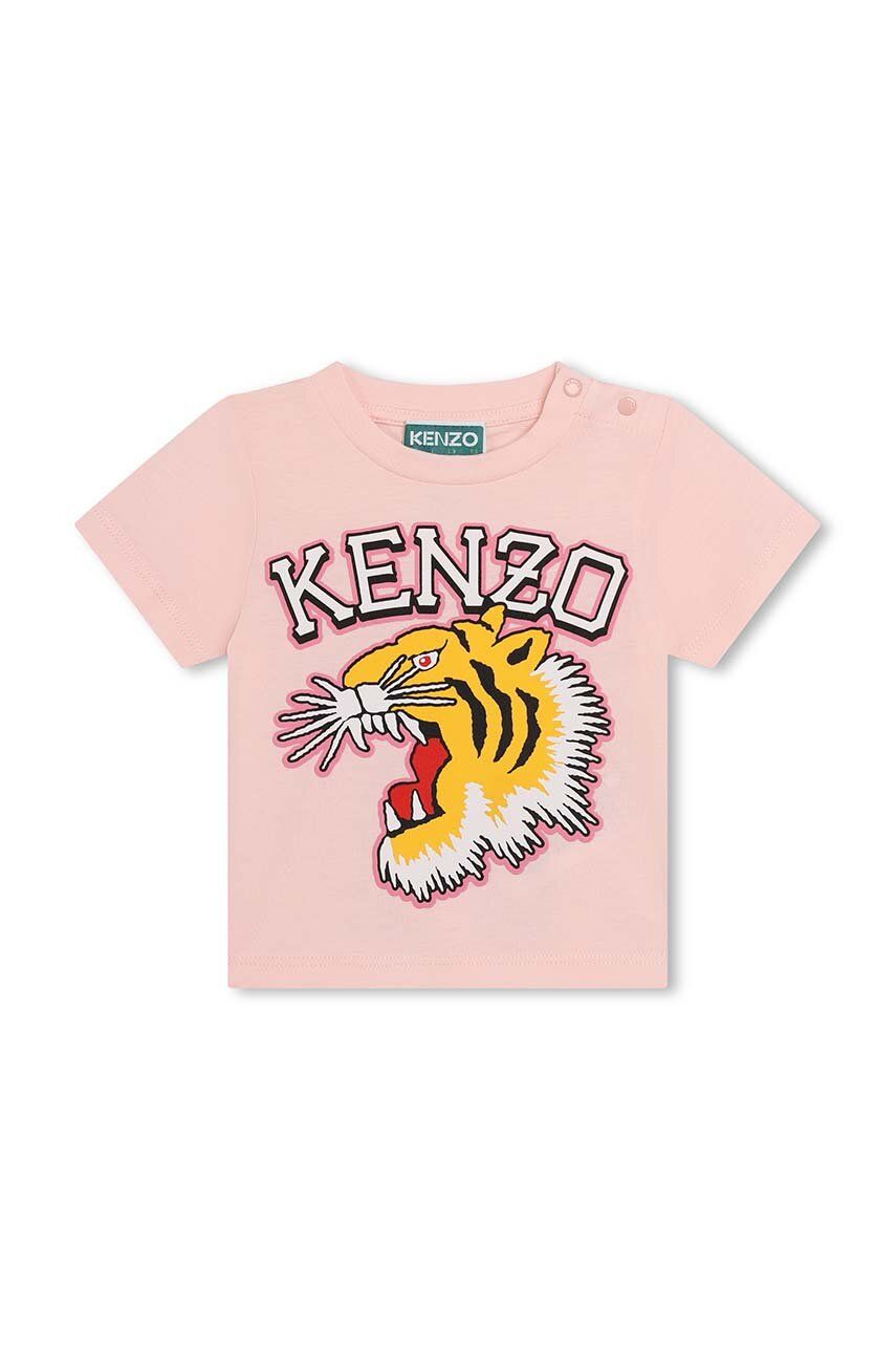 Дитяча бавовняна футболка Kenzo Kids колір рожевий з принтом Дитяча бавовняна футболка Kenzo Kids колір рожевий з принтом