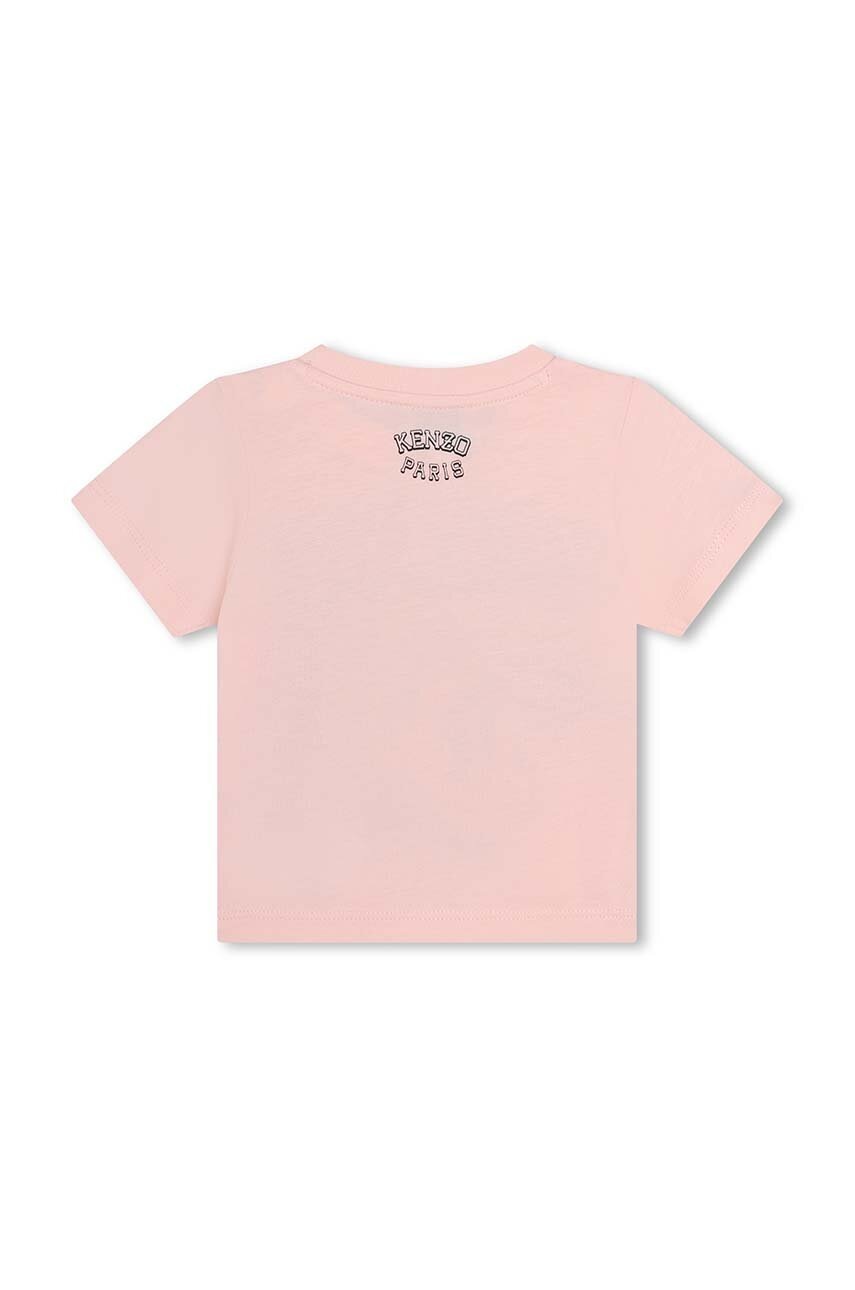 Детская хлопковая футболка Kenzo Kids цвет розовый с принтом