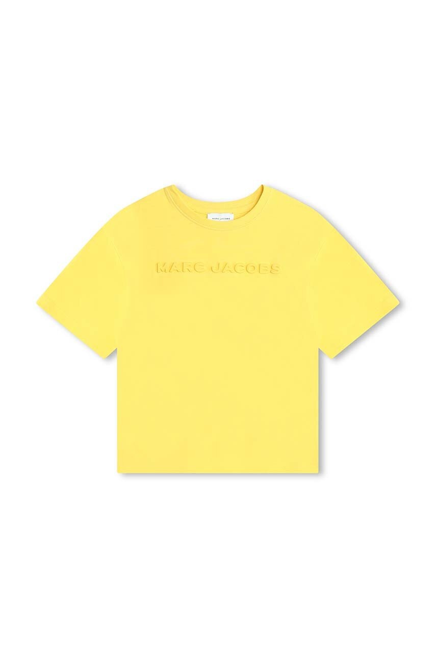 Дитяча бавовняна футболка Marc Jacobs колір золотий з принтом