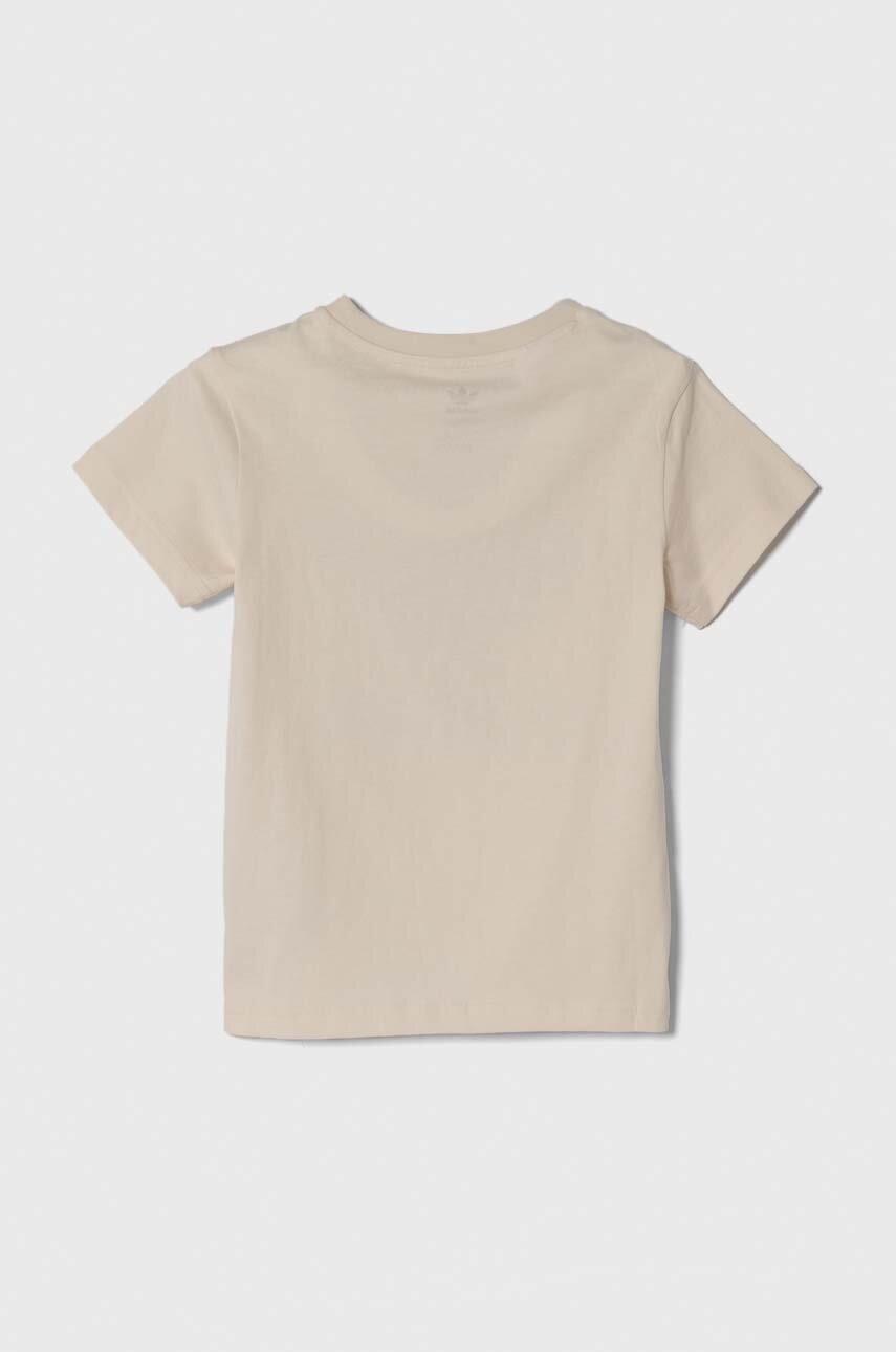 Детская хлопковая футболка adidas Originals TREFOIL TEE цвет бежевый с принтом Детская хлопковая футболка adidas Originals TREFOIL TEE цвет бежевый с принтом