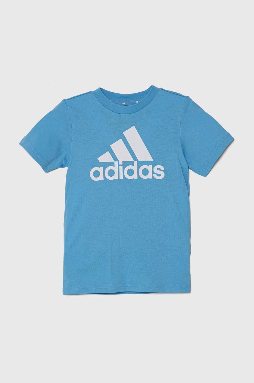 

Детска памучна тениска adidas в синьо с принт, Син