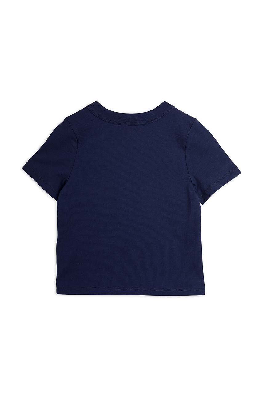 Детская хлопковая футболка Mini Rodini цвет синий с принтом