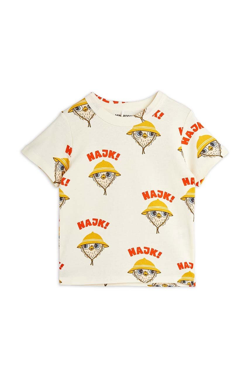 Детская хлопковая футболка Mini Rodini цвет белый узорный