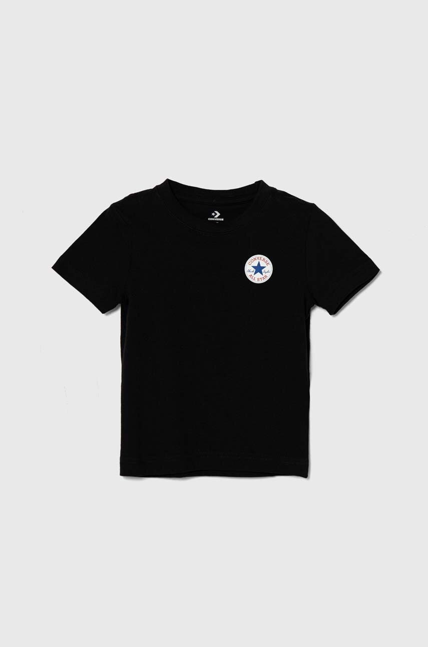 Converse tricou de bumbac pentru copii culoarea negru, cu imprimeu Converse tricou de bumbac pentru copii culoarea negru, cu imprimeu