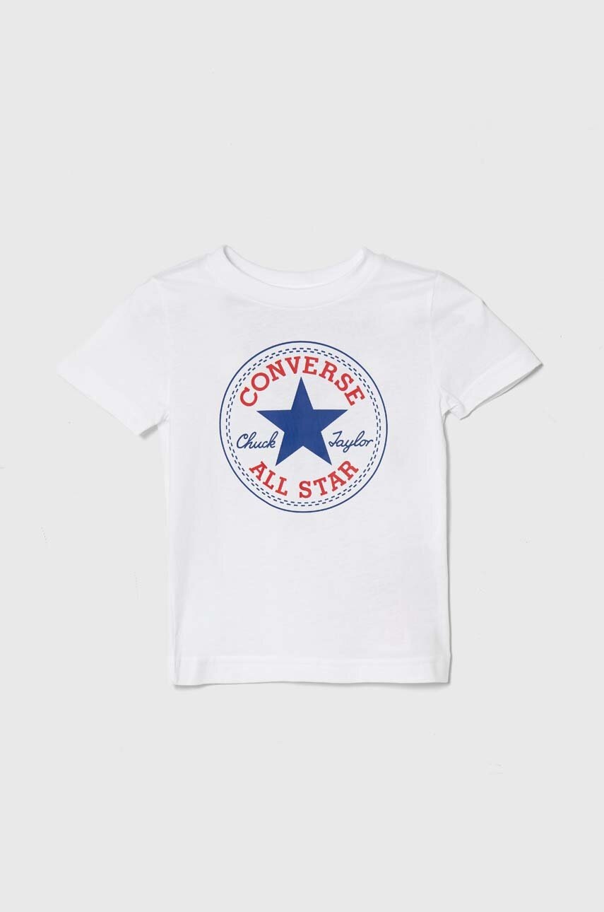 Converse tricou de bumbac pentru copii culoarea alb, cu imprimeu