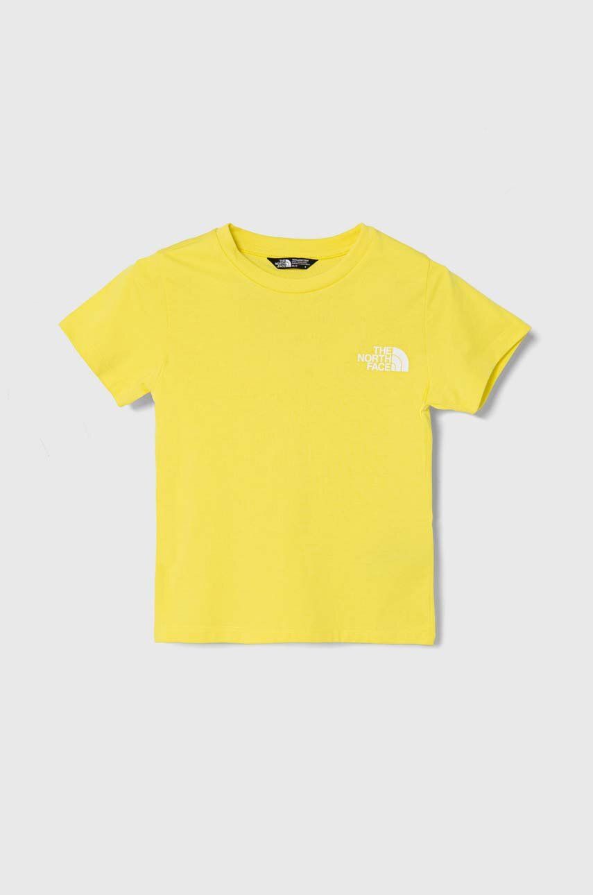 Dětské tričko The North Face SIMPLE DOME TEE žlutá barva, s potiskem