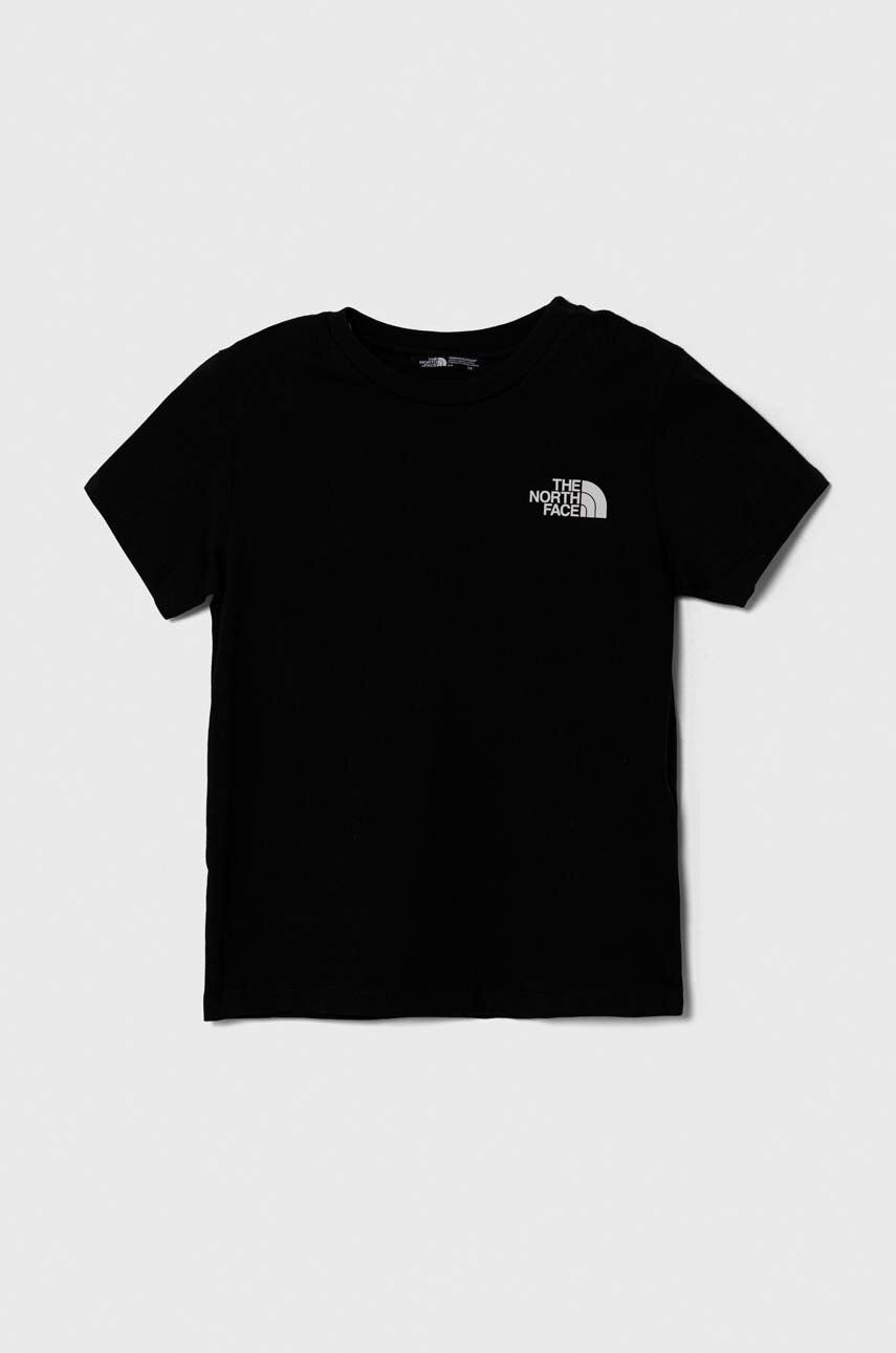 The North Face tricou copii SIMPLE DOME TEE culoarea negru, cu imprimeu