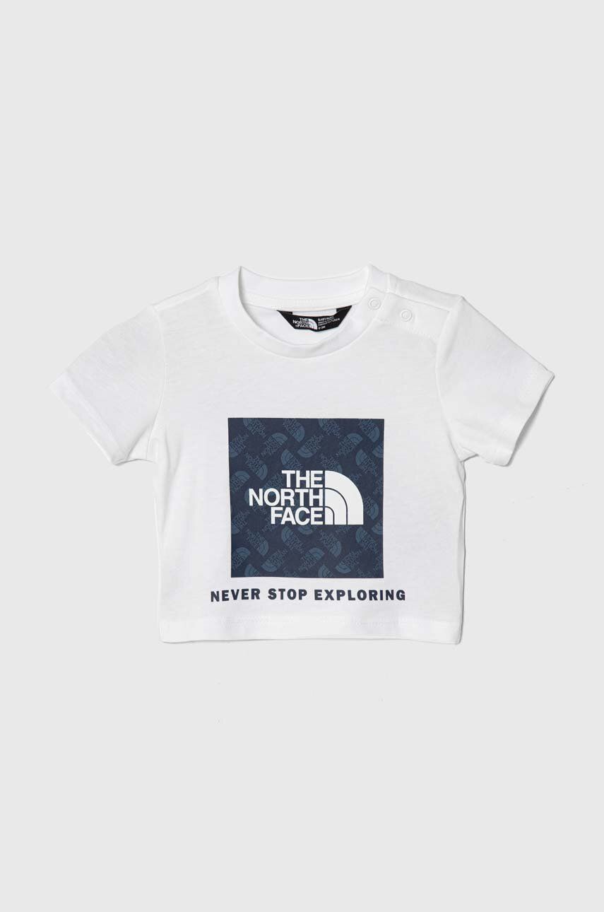The North Face tricou de bumbac pentru copii BOX INFILL PRINT TEE culoarea alb, cu imprimeu