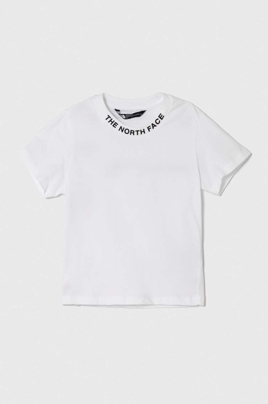 The North Face tricou din bumbac NEW SS ZUMU TEE culoarea alb, cu imprimeu