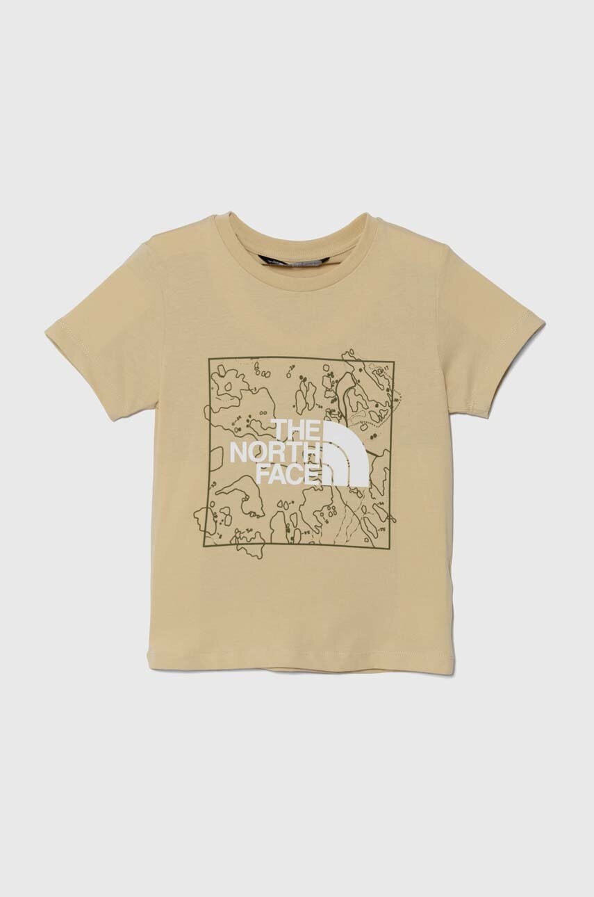 

Детска памучна тениска The North Face NEW GRAPHIC TEE в зелено с принт, Бежов