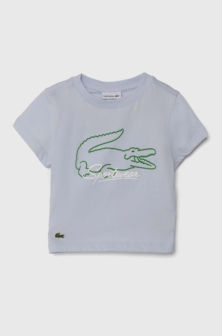 

Детска памучна тениска Lacoste в синьо с принт, Син