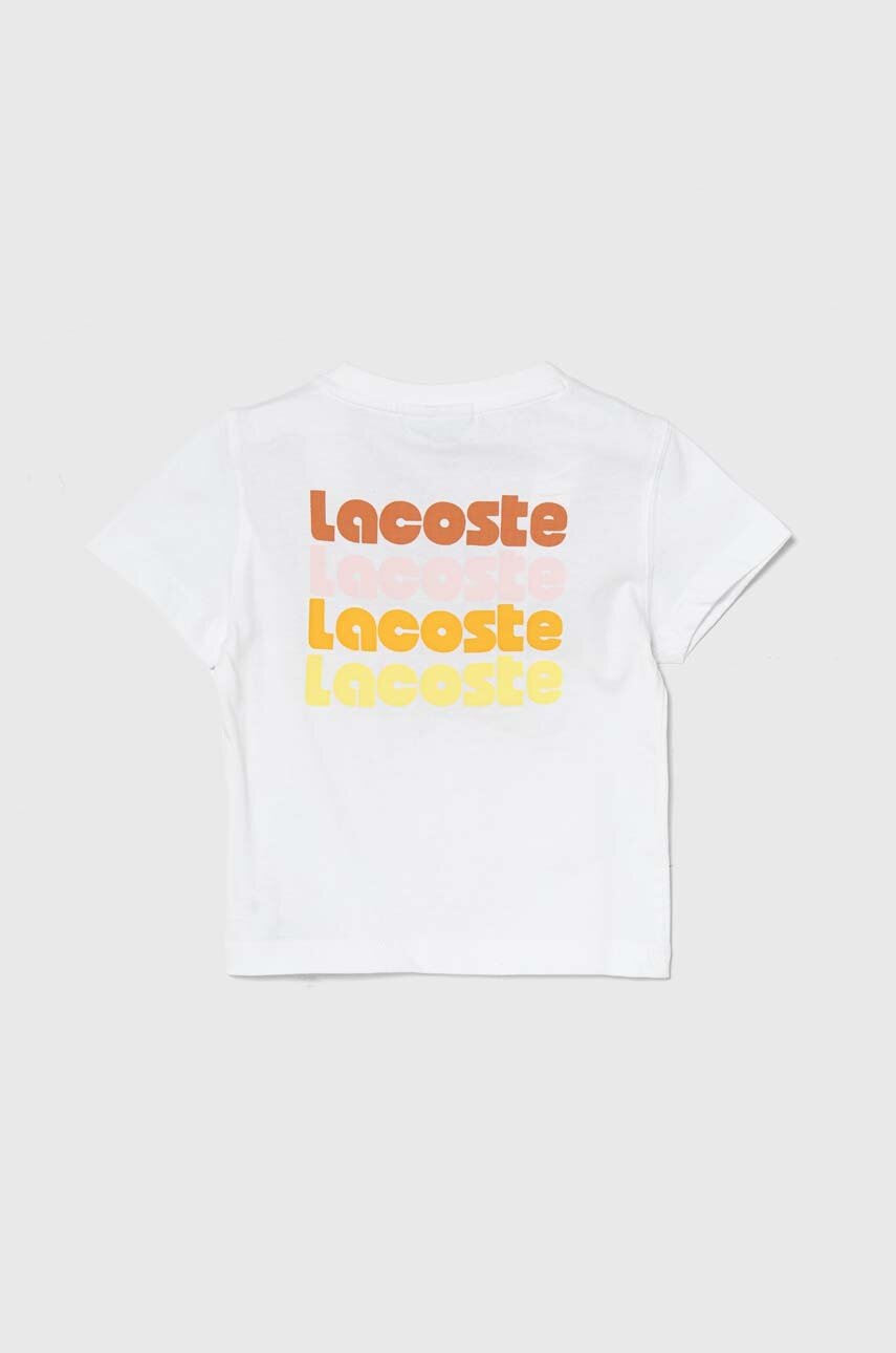 Дитяча бавовняна футболка Lacoste колір білий з принтом