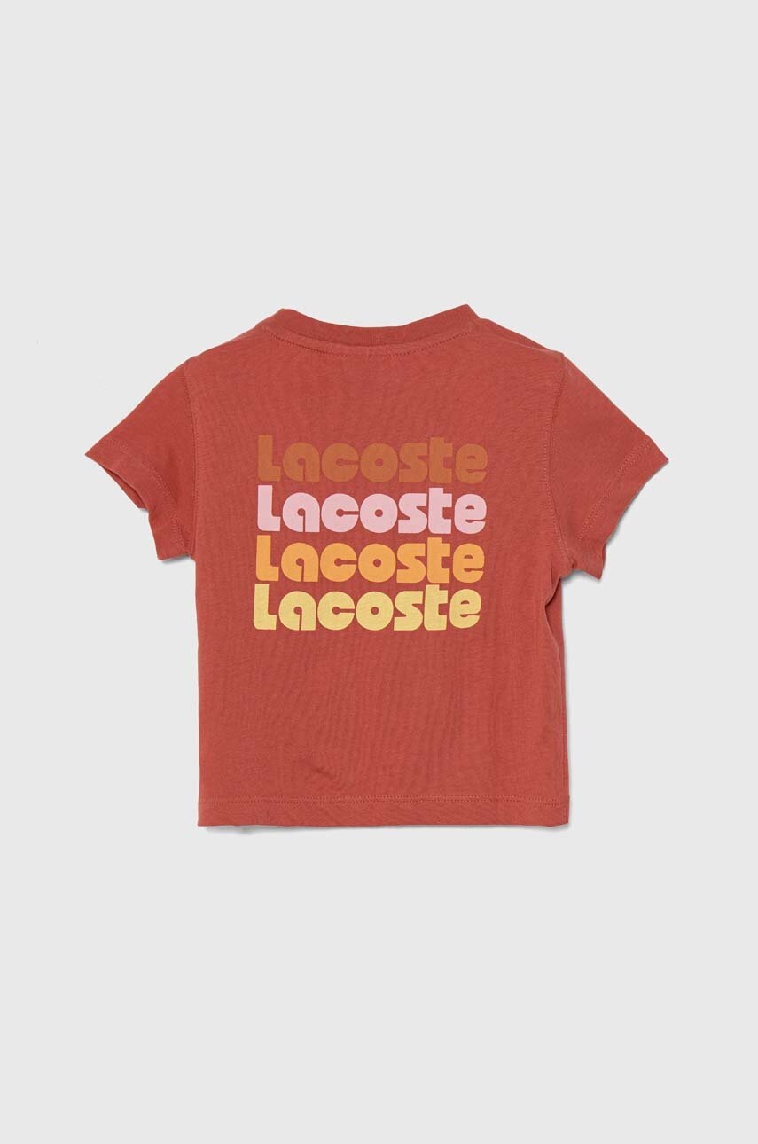 Дитяча бавовняна футболка Lacoste колір бордовий з принтом