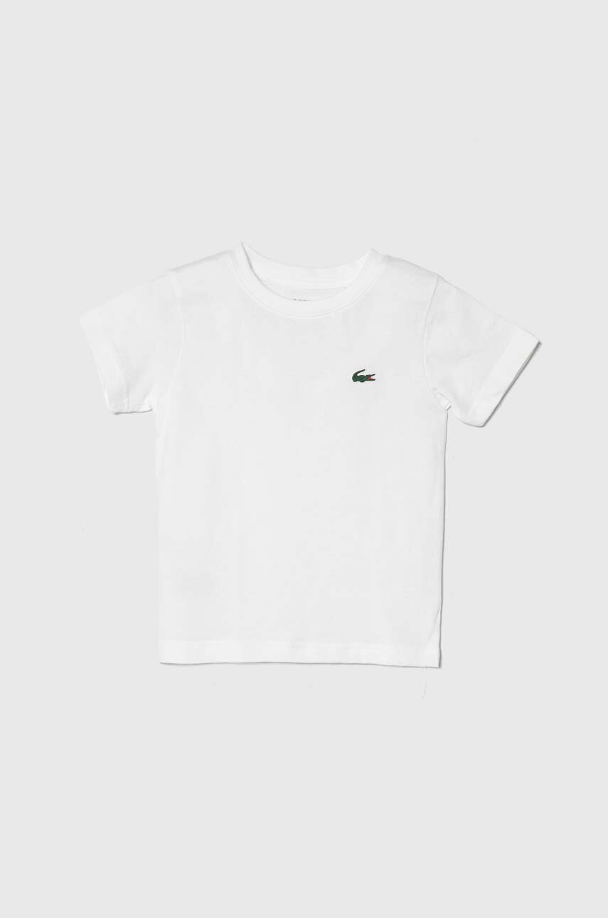 Lacoste tricou copii culoarea alb, neted