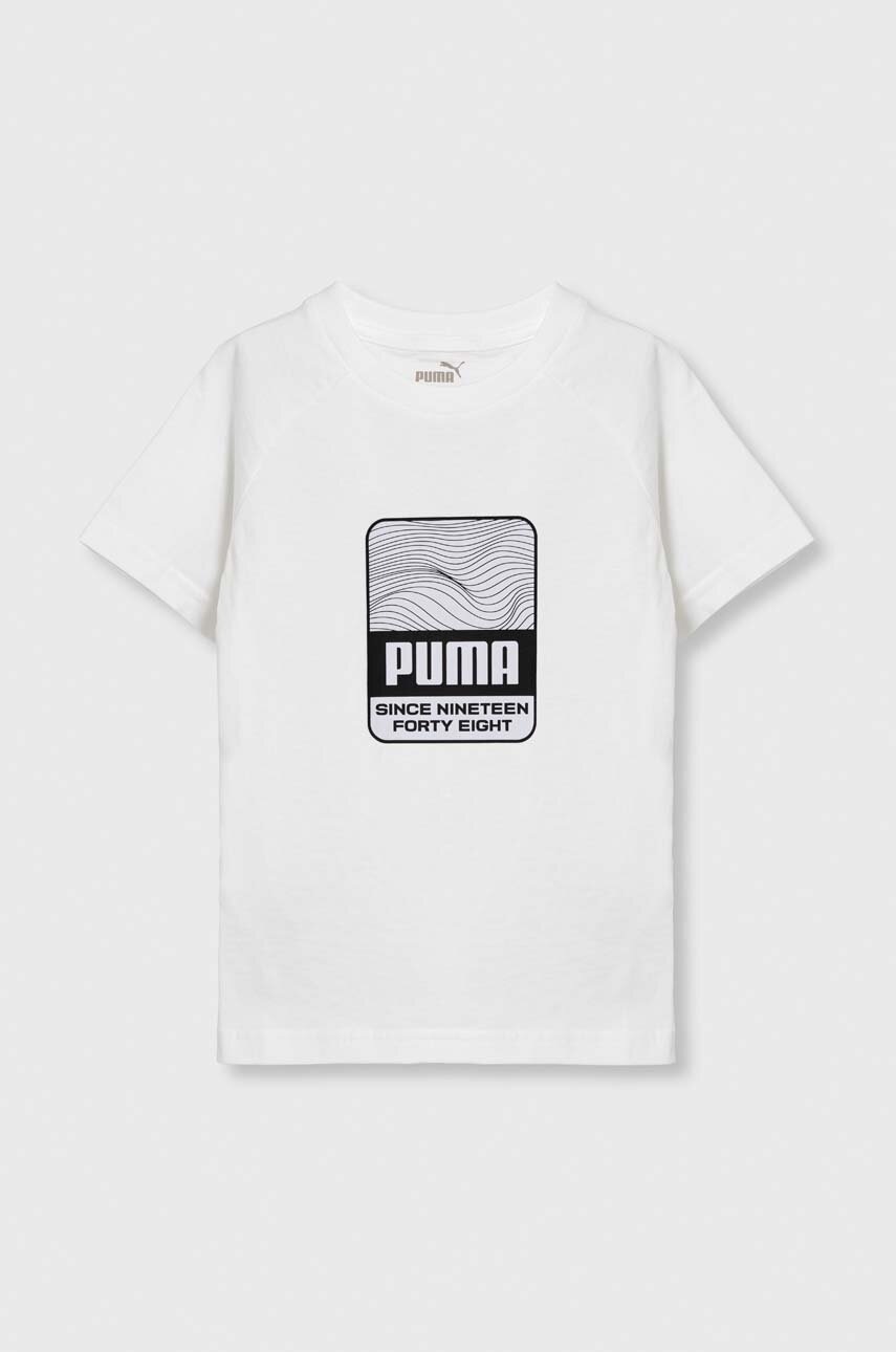 Puma tricou de bumbac pentru copii ACTIVE SPORTS Graphic Tee culoarea alb, cu imprimeu