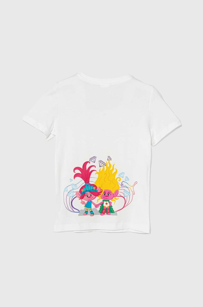 Детская хлопковая футболка Puma PUMA X TROLLS Tee цвет белый узорный