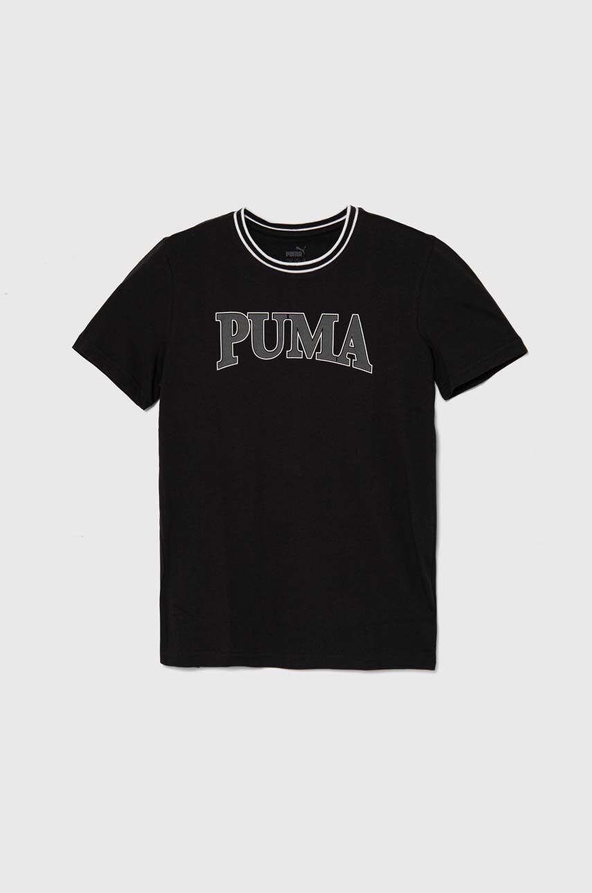 Puma tricou de bumbac pentru copii PUMA SQUAD B culoarea negru, cu imprimeu