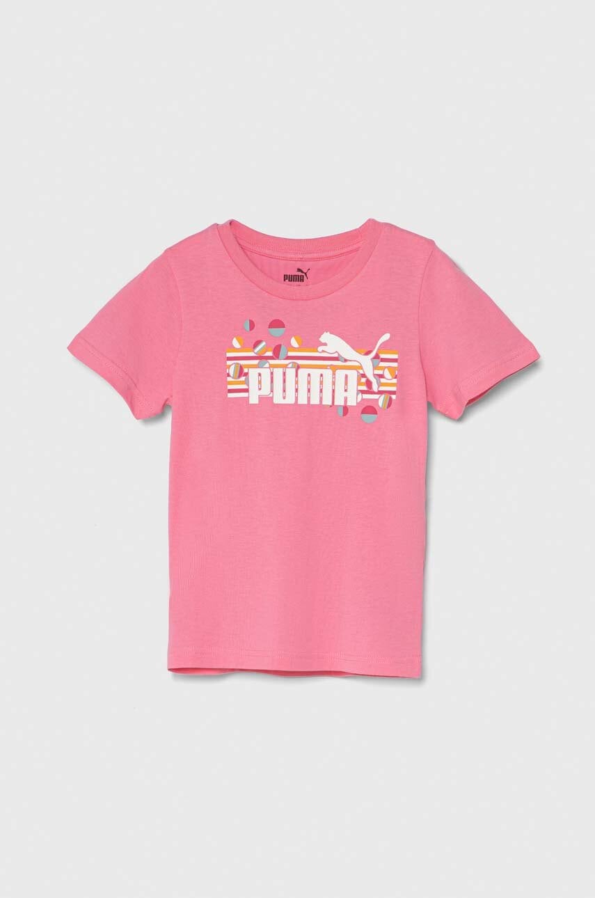 Puma tricou de bumbac pentru copii ESS+ SUMMER CAMP Tee culoarea roz, cu imprimeu