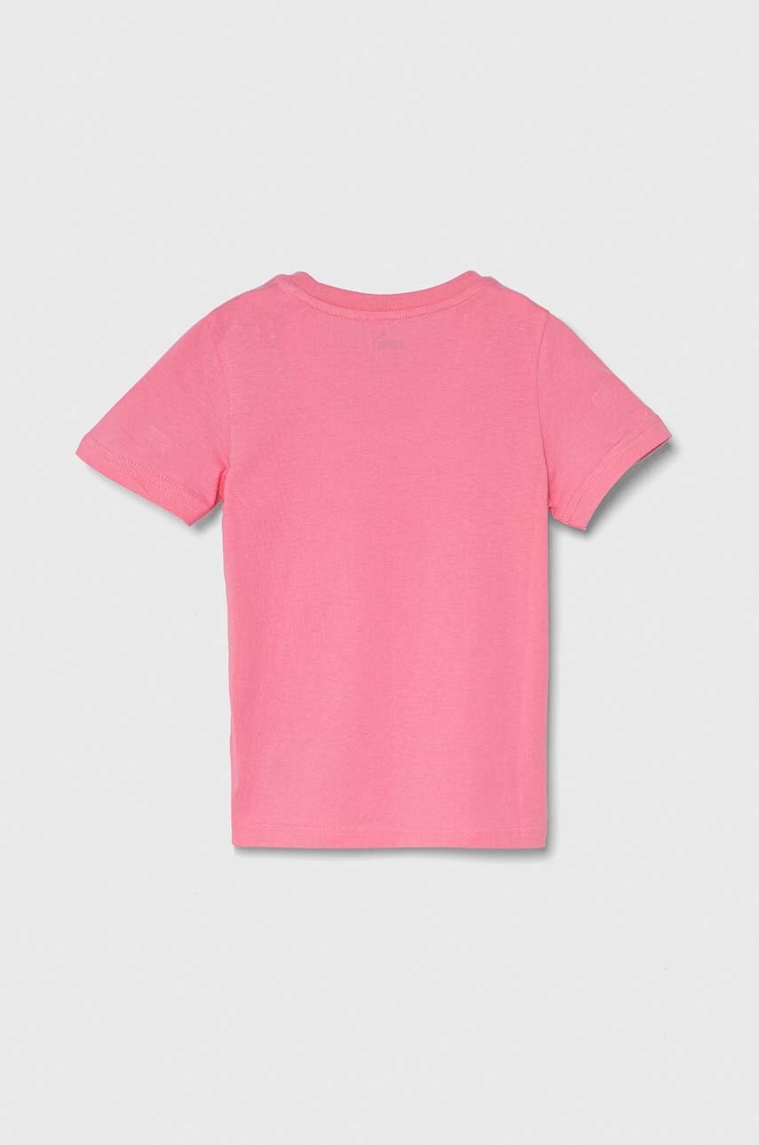 Детская хлопковая футболка Puma ESS+ SUMMER CAMP Tee цвет розовый с принтом