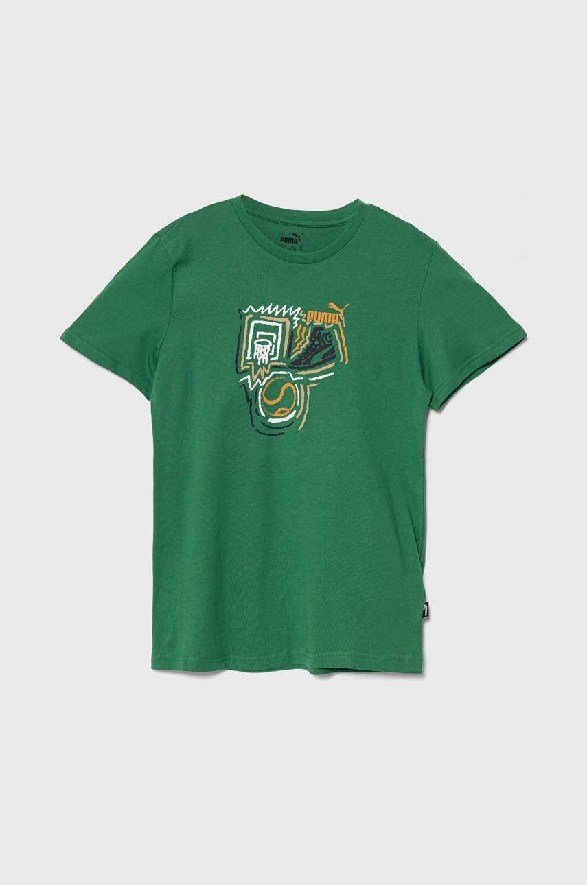 Puma tricou de bumbac pentru copii GRAPHICS Year of Sports B culoarea verde, cu imprimeu