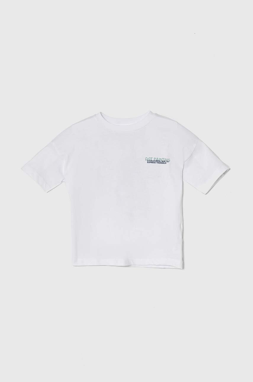 Дитяча бавовняна футболка zippy колір білий з принтом