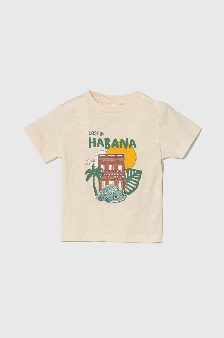 zippy tricou din bumbac pentru bebelusi culoarea bej, cu imprimeu