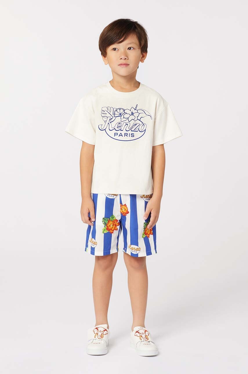 

Детска памучна тениска Kenzo Kids в бежово с принт, Бежов