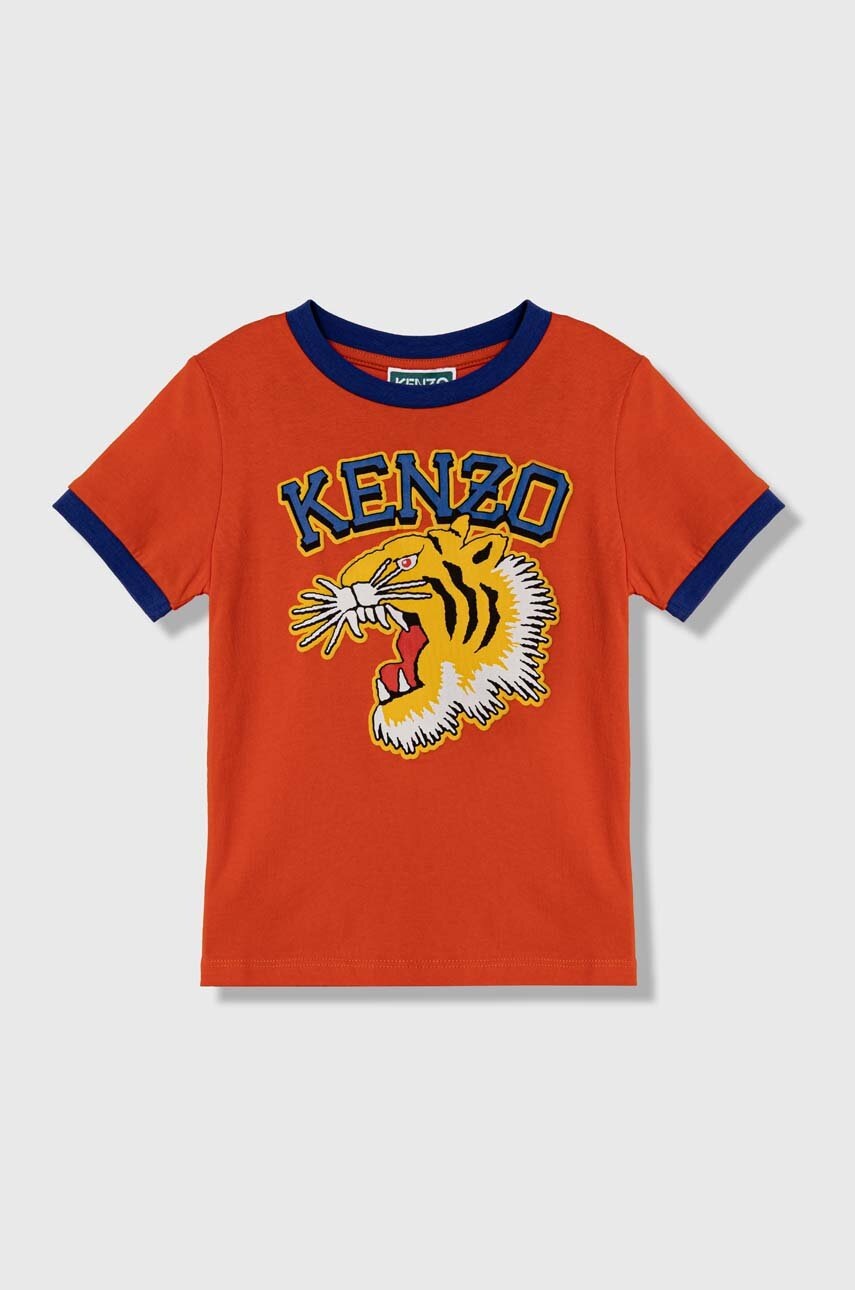 Дитяча бавовняна футболка Kenzo Kids колір помаранчевий з принтом Дитяча бавовняна футболка Kenzo Kids колір помаранчевий з принтом