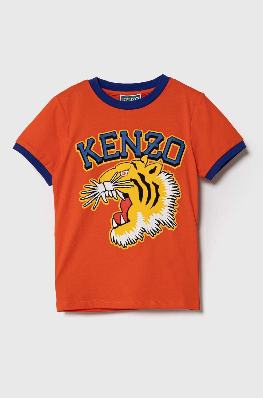 Дитяча бавовняна футболка Kenzo Kids колір помаранчевий з принтом
