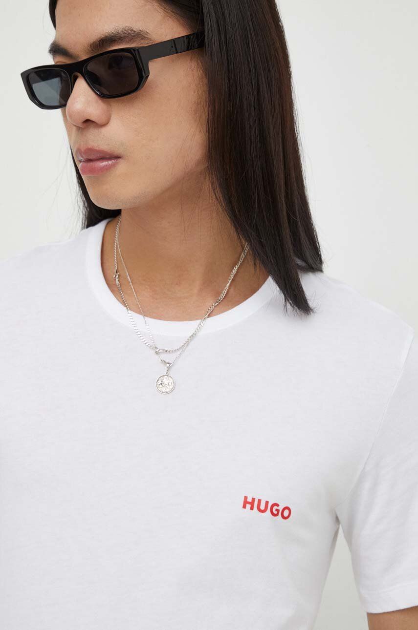 Levně Bavlněné tričko HUGO 3-pack bílá barva, 50493972