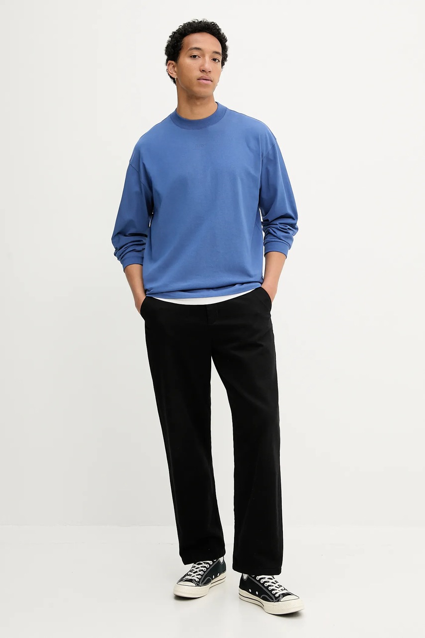 Хлопковый лонгслив HUGO однотонная 50511029