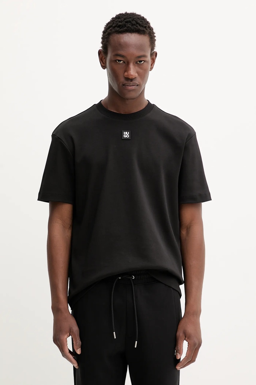 HUGO tricou din bumbac culoarea maro, uni, 50505201
