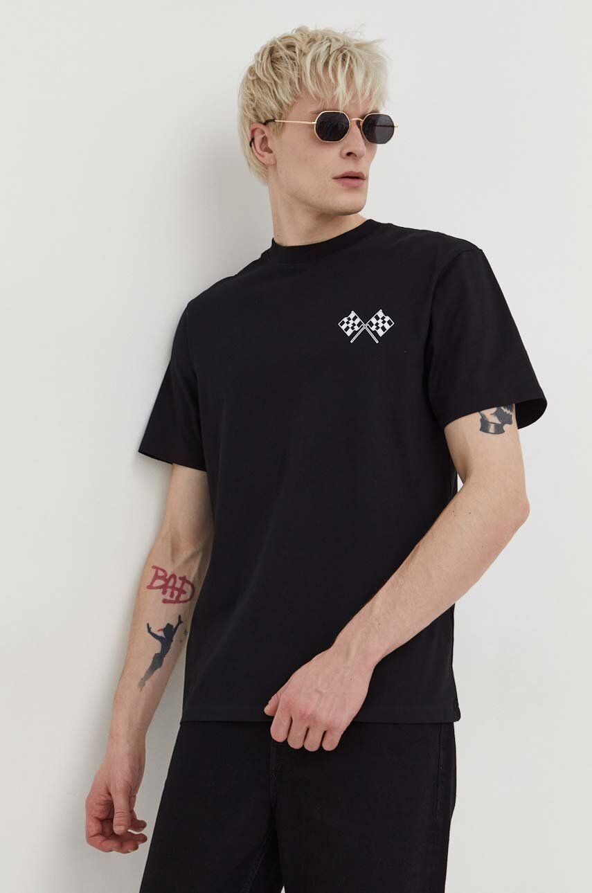 Bavlněné tričko HUGO černá barva, s potiskem, 50508531