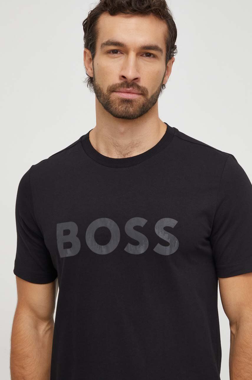 Tričko Boss Green černá barva, s potiskem, 50506363