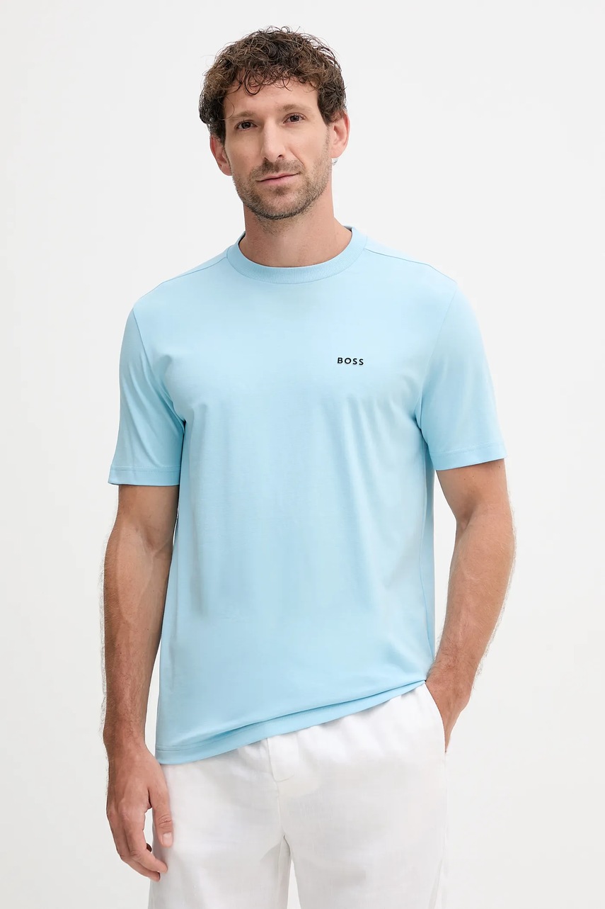 BOSS Green tricou culoarea bej, cu imprimeu, 50506373