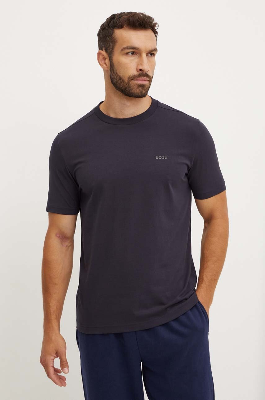 Boss Green tricou barbati, culoarea albastru marin, cu imprimeu, 50506373