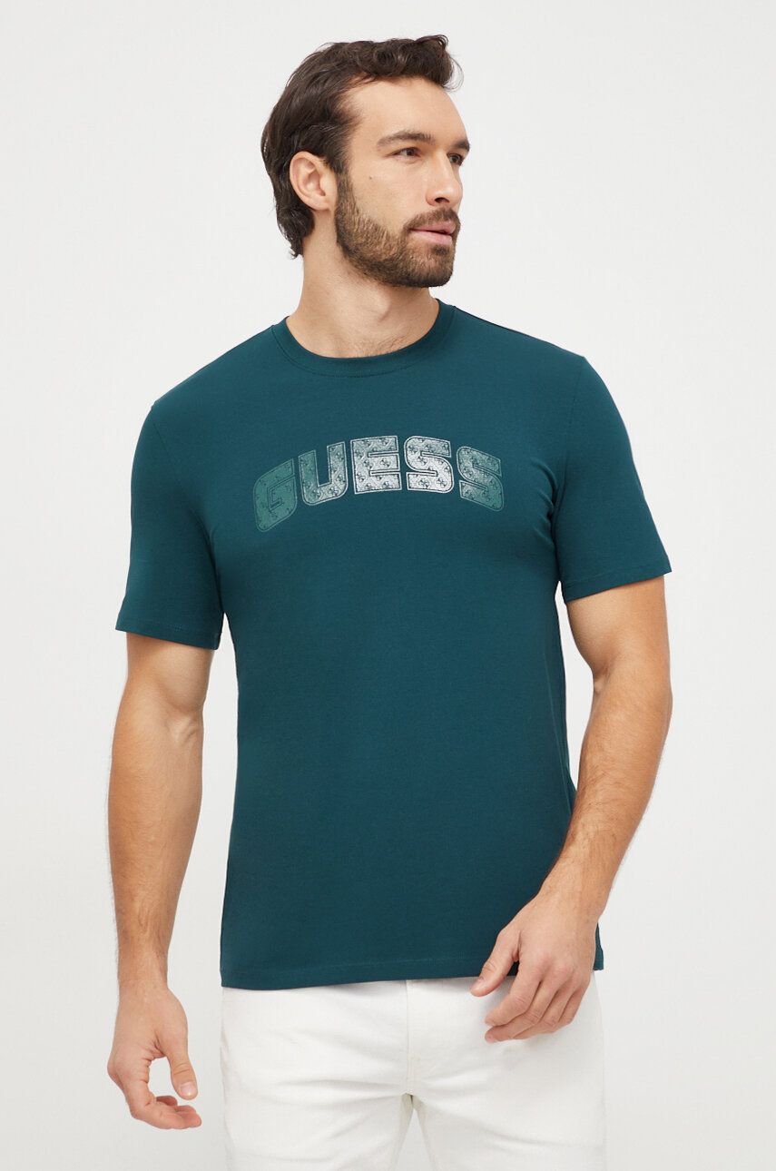 Boss Green tricou barbati, culoarea verde, cu imprimeu
