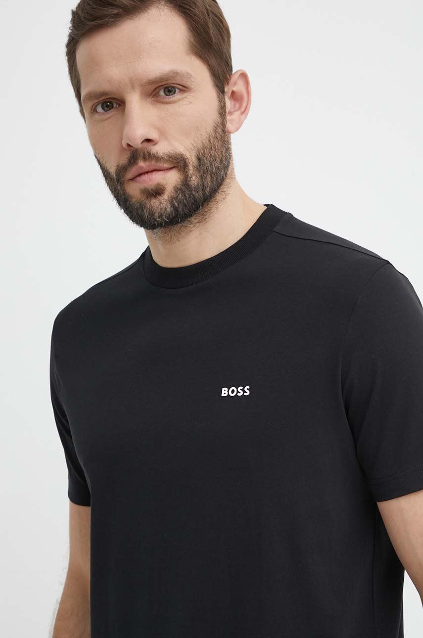 BOSS Green tricou bărbați, culoarea negru, cu imprimeu 50506373