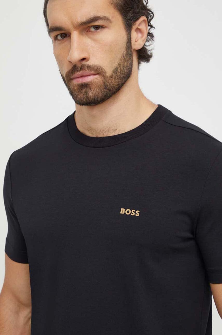 Boss Green tricou barbati, culoarea negru, cu imprimeu, 50506373