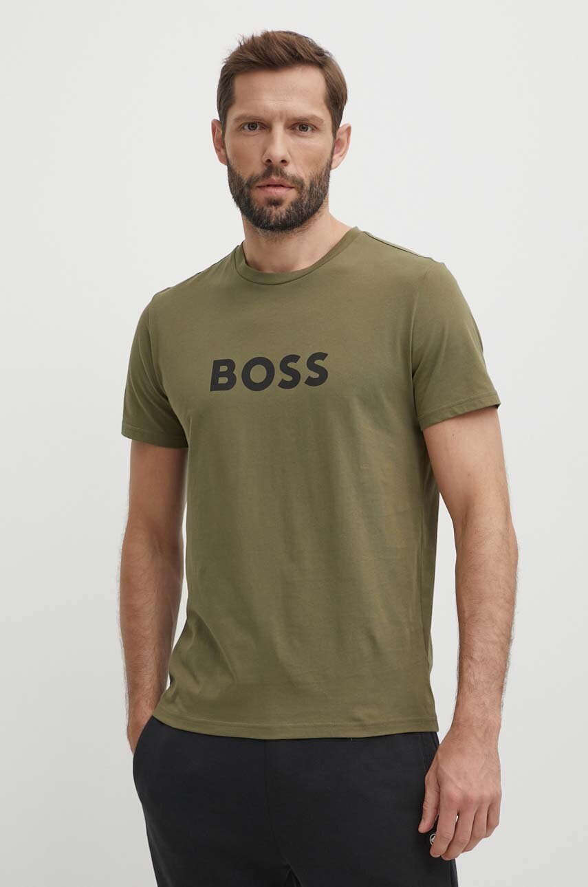 Βαμβακερό μπλουζάκι BOSS ανδρικό, χρώμα: πράσινο, 50503276 φωτογραφία