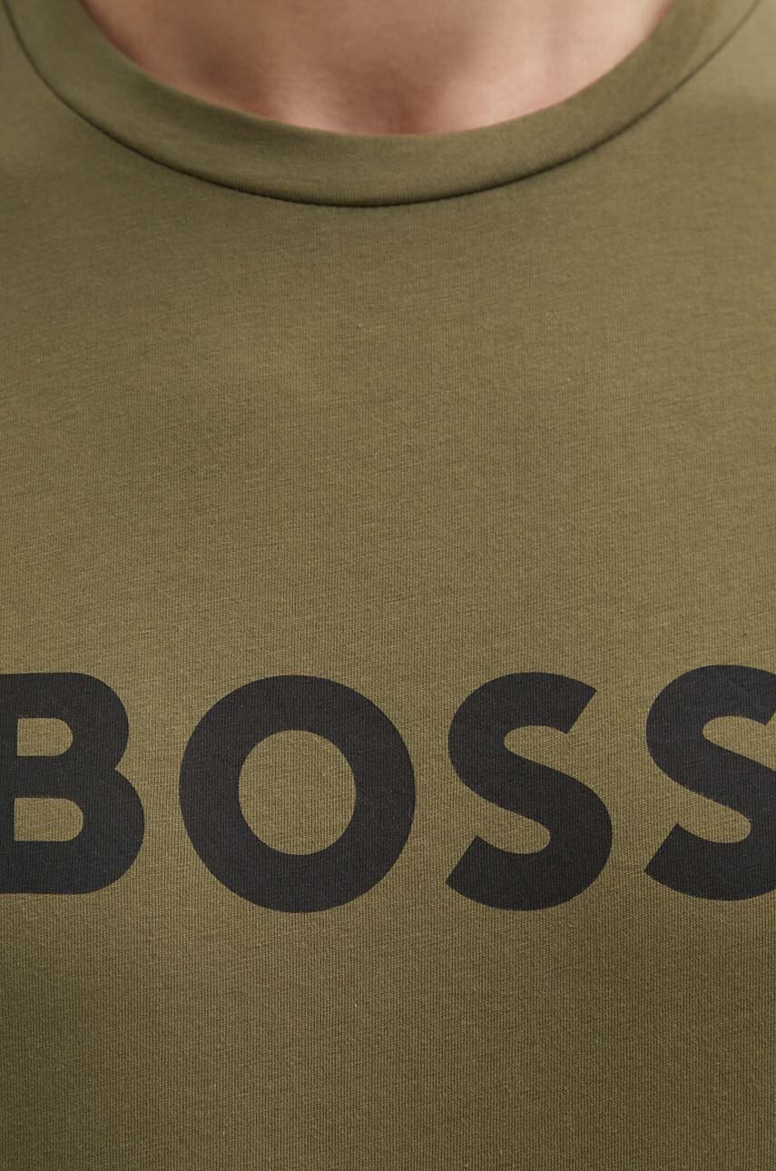 Βαμβακερό μπλουζάκι BOSS ανδρικό, χρώμα: πράσινο, 50503276 φωτογραφία