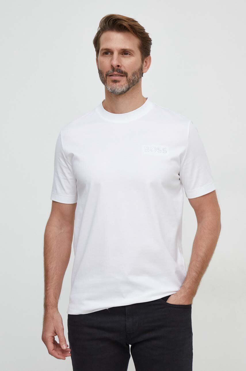 Levně Bavlněné tričko BOSS bílá barva, 50504557
