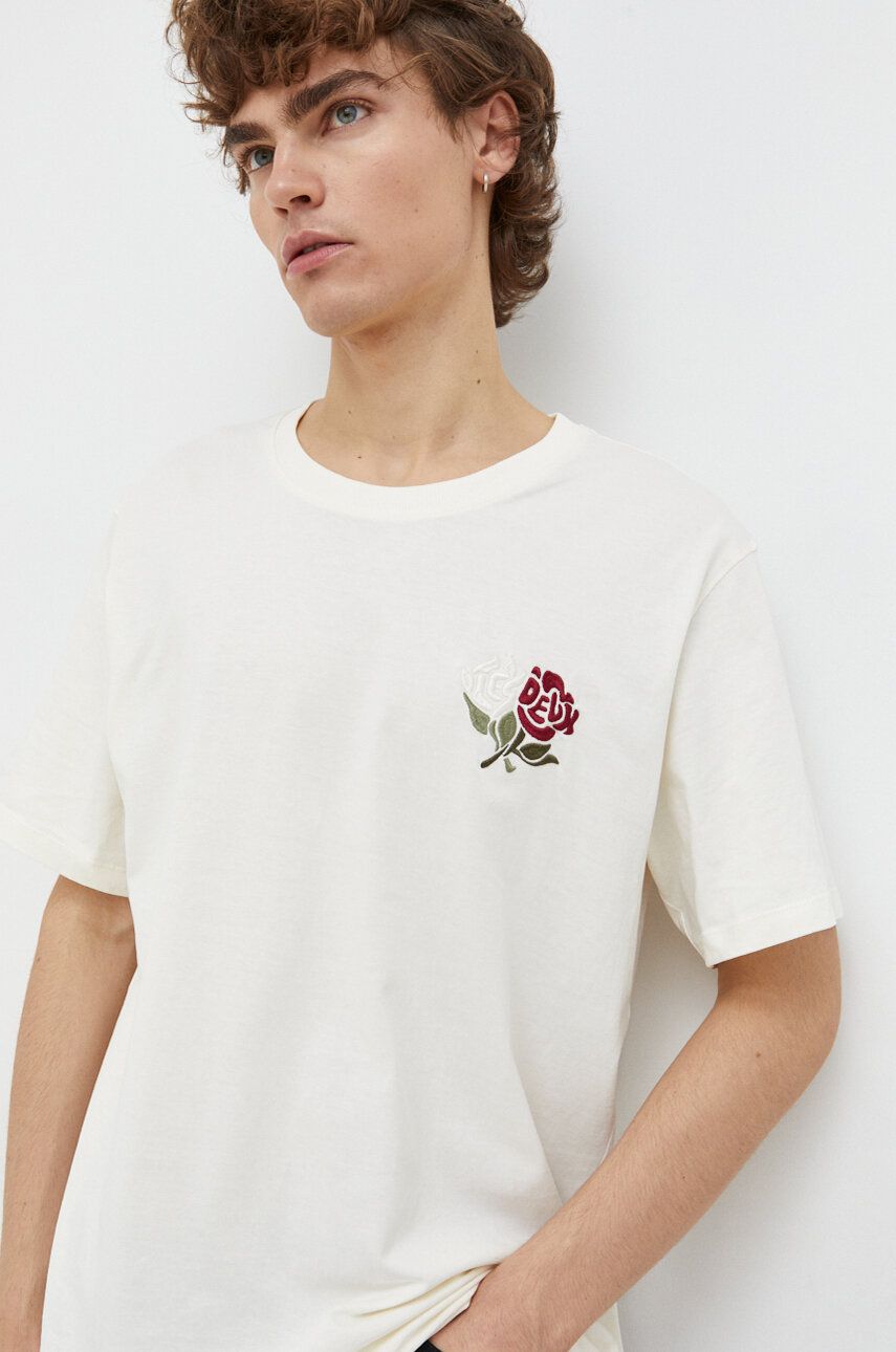 

Хлопковая футболка Les Deux мужской цвет бежевый с аппликацией