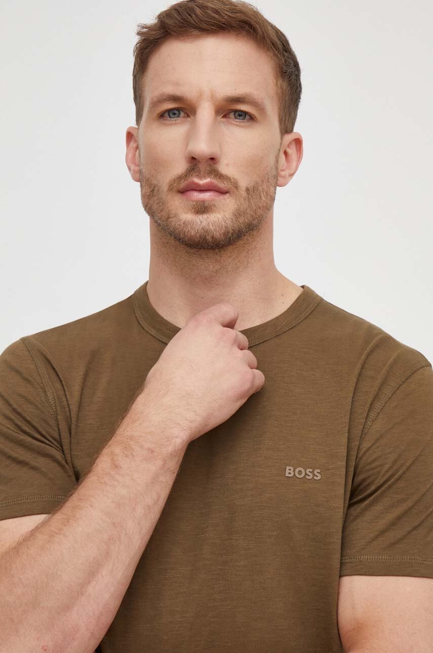 Βαμβακερό μπλουζάκι Boss Orange ανδρικά, χρώμα: πράσινο φωτογραφία